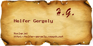 Helfer Gergely névjegykártya